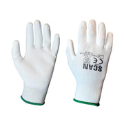 Scan White PU Coated Gloves - M (Size 8) (Pack 12) - 5004W