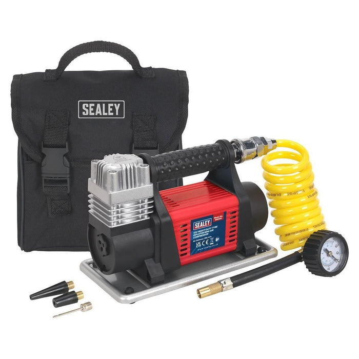 Sealey Tyre Inflator/Mini Air Compressor 12V Heavy-Duty MAC04 Sealey  - Town Parts