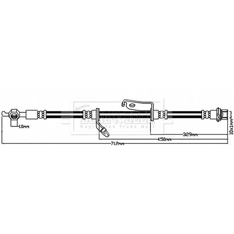 Borg & Beck Brake Hydraulic Hose Line Front Right BBH8316
