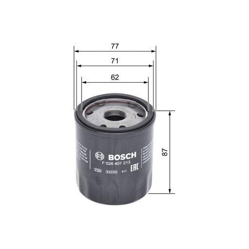 Genuine Bosch Car Oil Filter P7213 Fits Vauxhall Viva Ecotec - 1.0 - 15-18 F0264 Bosch  - Town Parts