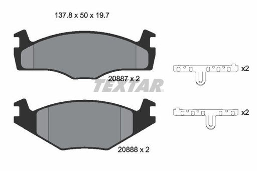 TEXTAR 2088710 Brake Pad Set Front Fits Seat Cordoba Ibiza Toledo VW Caddy TEXTAR - Town Parts