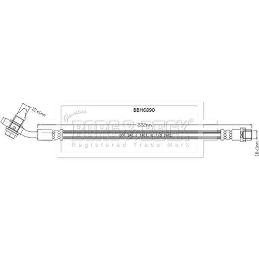 Borg & Beck Brake Hydraulic Hose Line Rear Left BBH6890