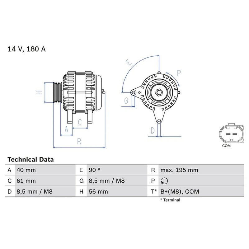 Bosch Car Alternator 12V 0 986 084 250