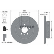 Textar 2 x Two-Piece Rear Brake Disc Brake Discs 92265925
