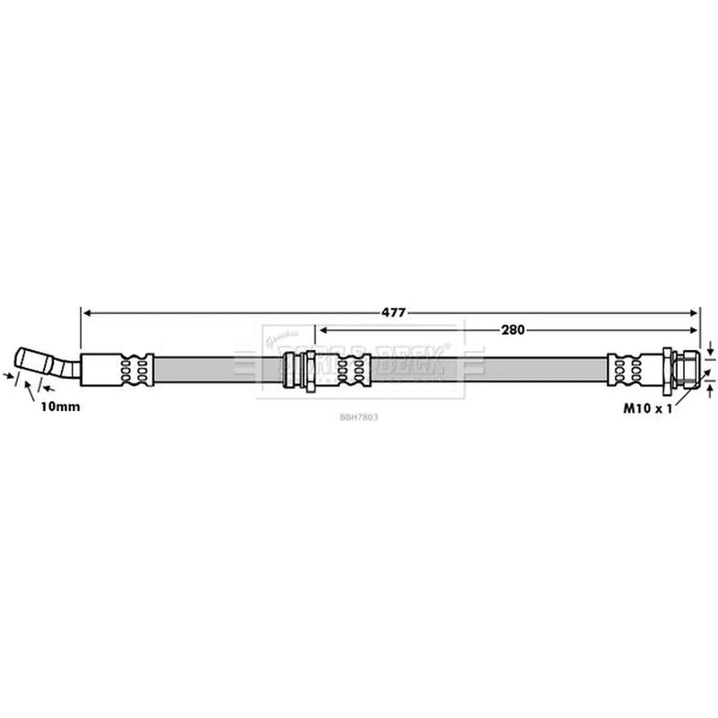 Borg & Beck Brake Hydraulic Hose Line Front Left BBH7803