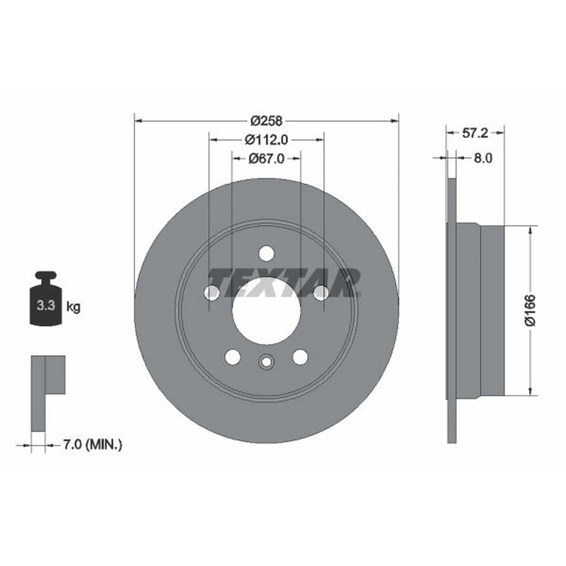 Textar 2 x Solid Rear Brake Discs 92132103