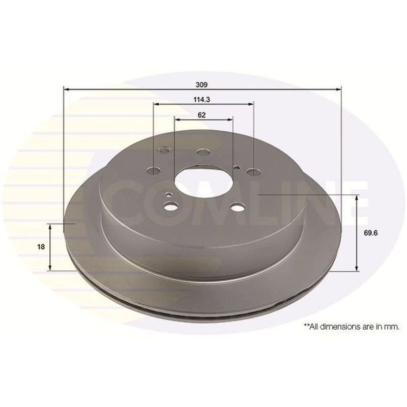 Comline 2 x Internally Vented Rear Brake Discs ADC4073V
