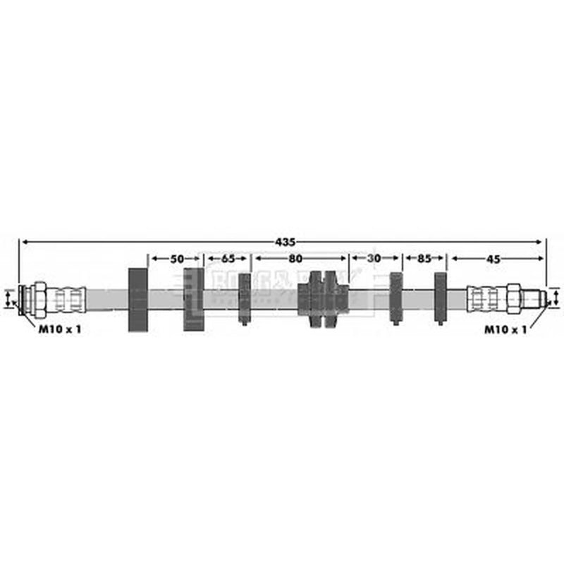 Borg & Beck Brake Hydraulic Hose Line Front Left BBH6013