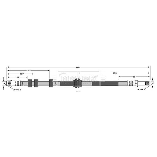 Borg & Beck Brake Hydraulic Hose Line Rear Left BBH7573