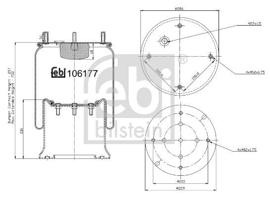Febi Air Suspension Bellow 259mm