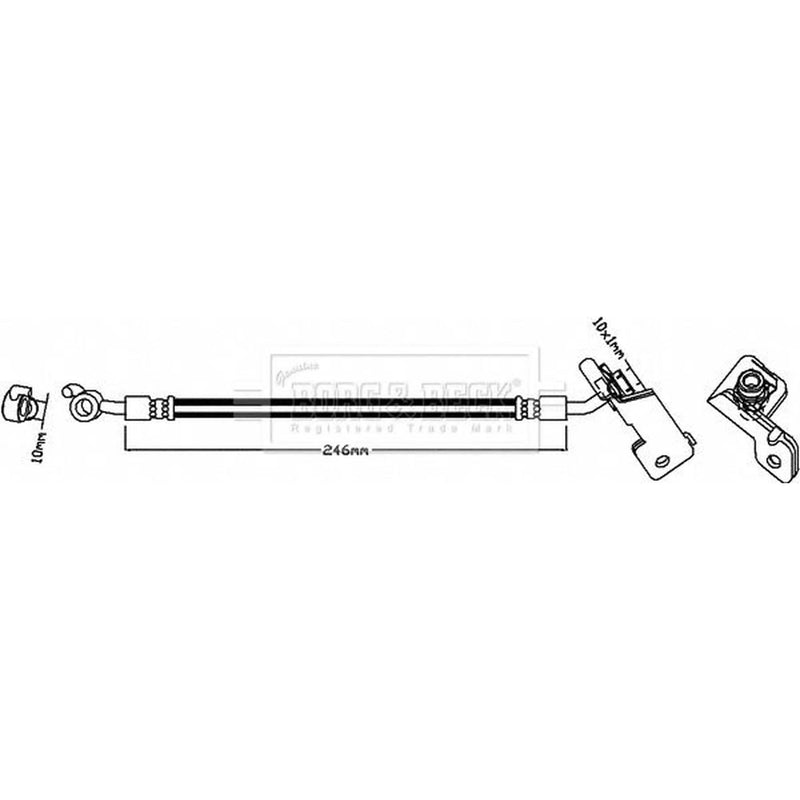 Borg & Beck Brake Hydraulic Hose Line Rear Left BBH8294