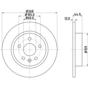 DON 2 x Solid Rear Brake Discs PCD11602