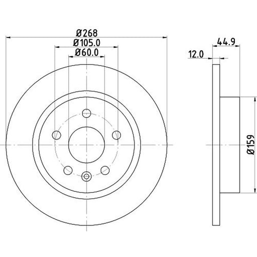 DON 2 x Solid Rear Brake Discs PCD11602