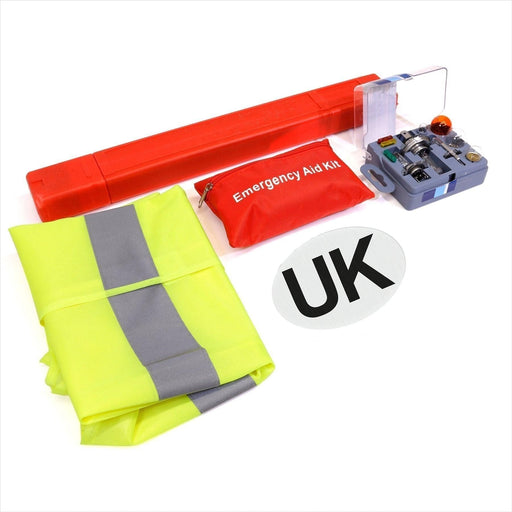 European Breakdown Emergency Travel Kit Triangle Vest Bulb Kit UK Sticker Streetwize  - Town Parts