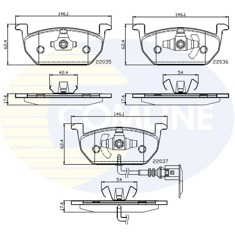 Comline 4 x Front Brake Pad Set CBP12224