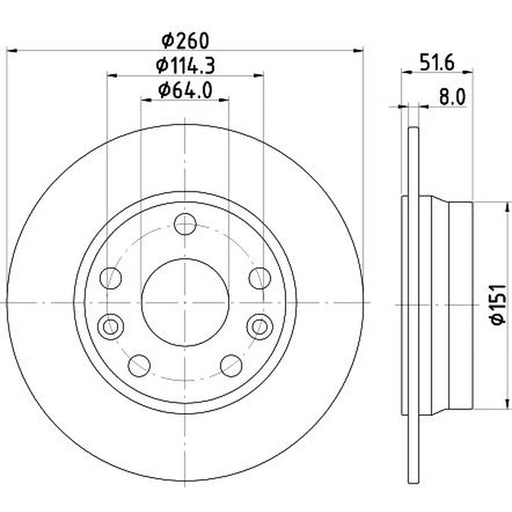 DON 2 x Solid Rear Brake Discs PCD22422
