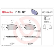 Brembo 4 x Front Brake Pad Set P85077