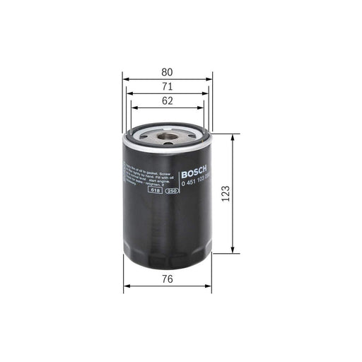 Genuine Bosch Car Oil Filter P3086 Fits Bmw 3 325I - 2.5 - 83-89 0451103086 Bosch  - Town Parts