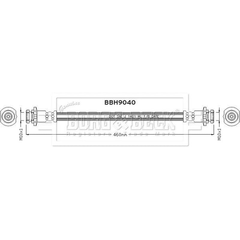 Borg & Beck Brake Hydraulic Hose Line Rear Left BBH9040