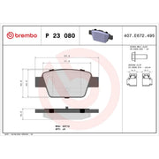 Brembo 4 x Rear Brake Pad Set P23080