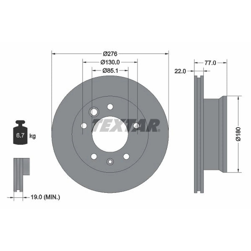 Textar 2 x Vented Front Brake Discs 92131503