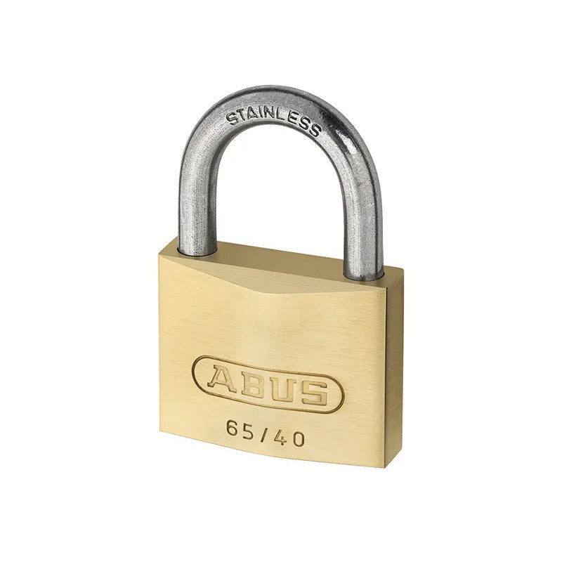 ABUS Mechanical 65IB/40mm Brass Padlock Stainless Steel Shackle Keyed Alike 6405
