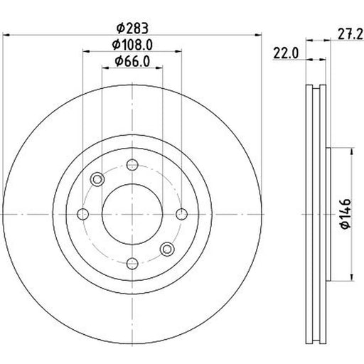 DON 2 x Externally Vented Front Brake Discs PCD15432