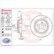 Brembo 2 x Solid Rear Brake Discs 08.A734.11