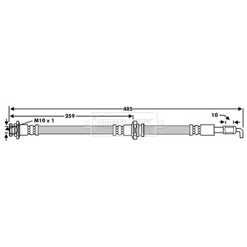 Borg & Beck Brake Hydraulic Hose Line Front Left BBH7979