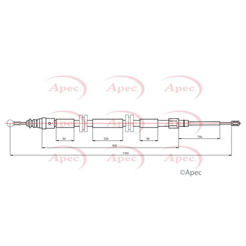 Apec Handbrake Cable Left Rear CAB1749