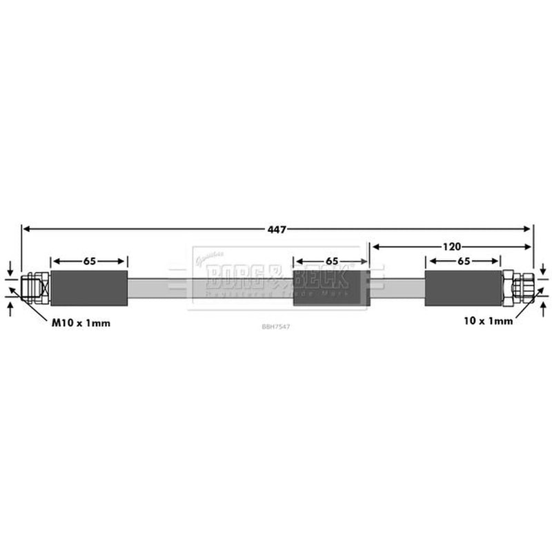 Borg & Beck Brake Hydraulic Hose Line Front Left BBH7547