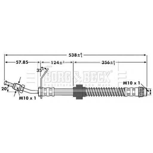 Borg & Beck Brake Hydraulic Hose Line Left BBH7131