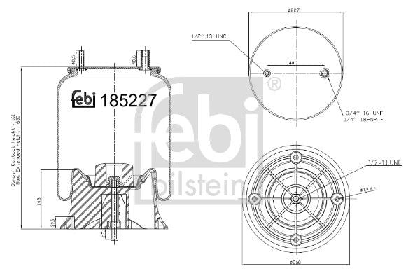 Febi Air Suspension Bellow 260mm Rear