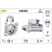Valeo Starter Motor 12V 1.2kW 12 Teeth 438302