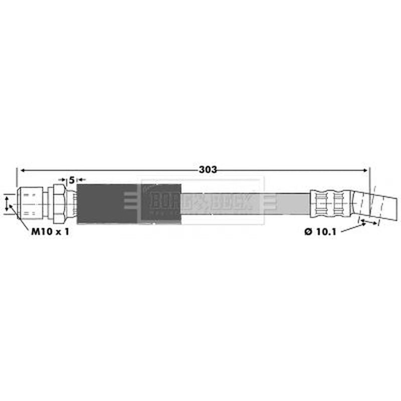 Borg & Beck Brake Hydraulic Hose Line Front Left BBH6353