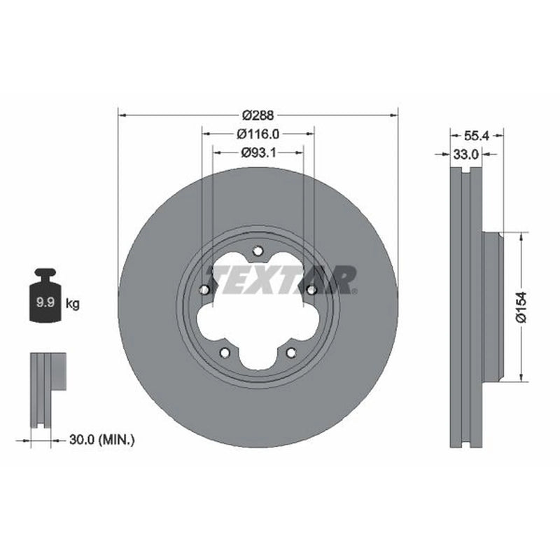 Textar 2 x Vented Front Brake Discs 92320303