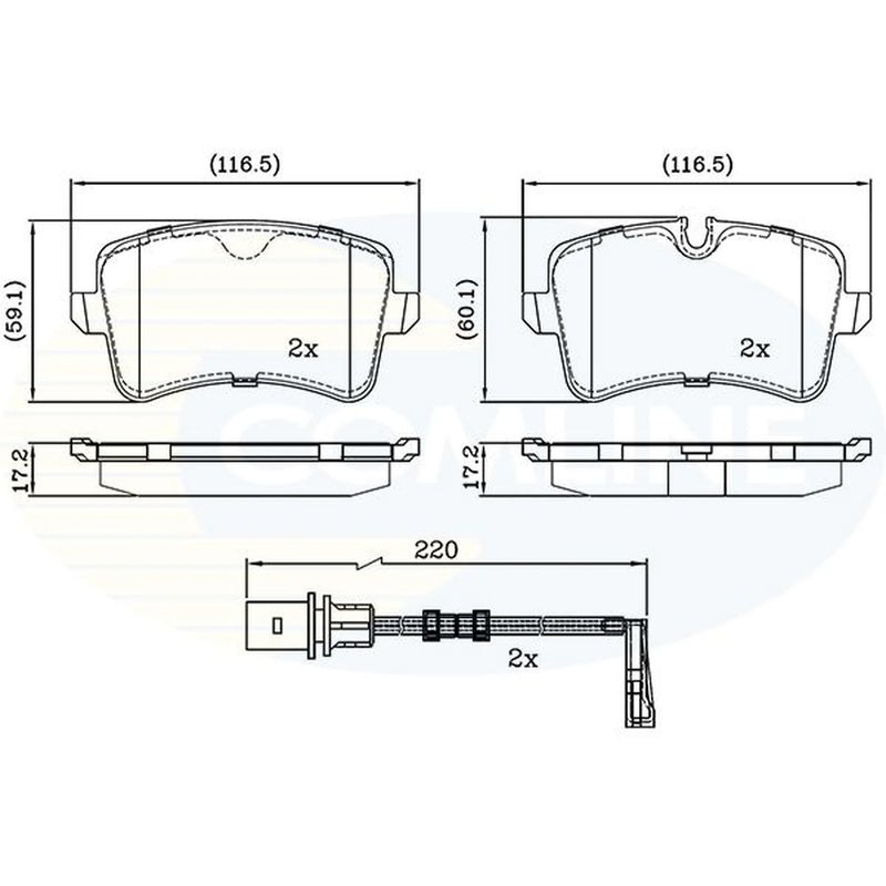 Comline 4 x Rear Brake Pad Set CBP22121