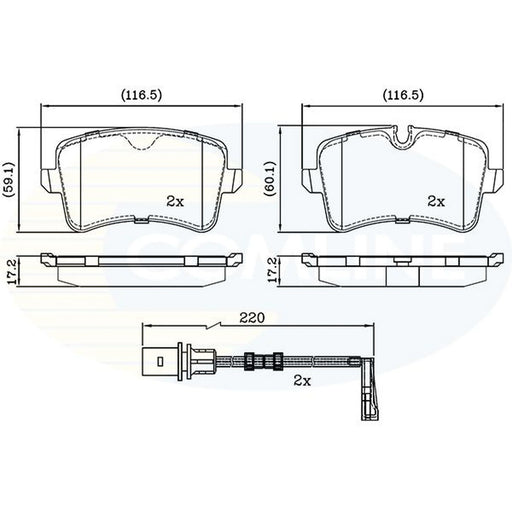 Comline 4 x Rear Brake Pad Set CBP22121