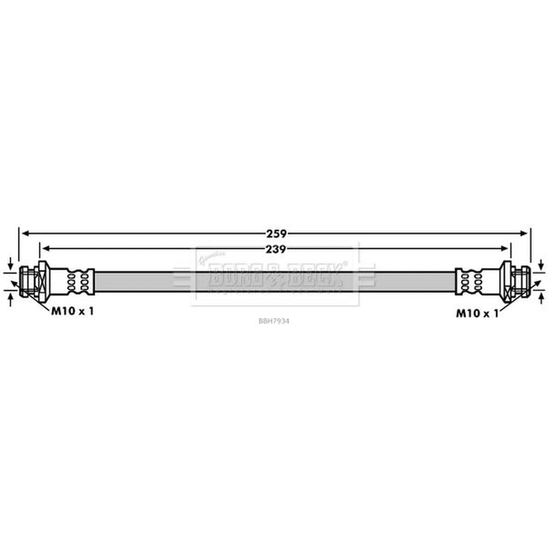 Borg & Beck Brake Hydraulic Hose Line Rear Left BBH7934