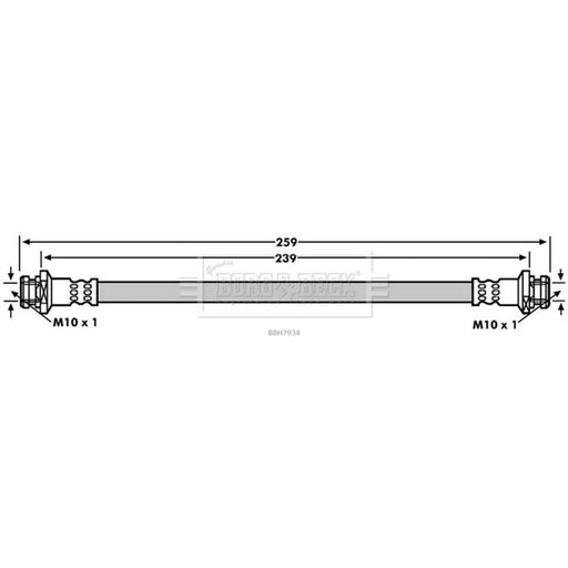 Borg & Beck Brake Hydraulic Hose Line Rear Left BBH7934