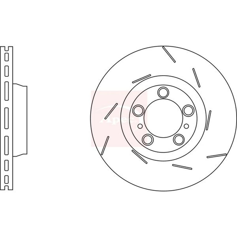 Apec 2 x Slotted/Internally Vented Rear Brake Discs DSK3264