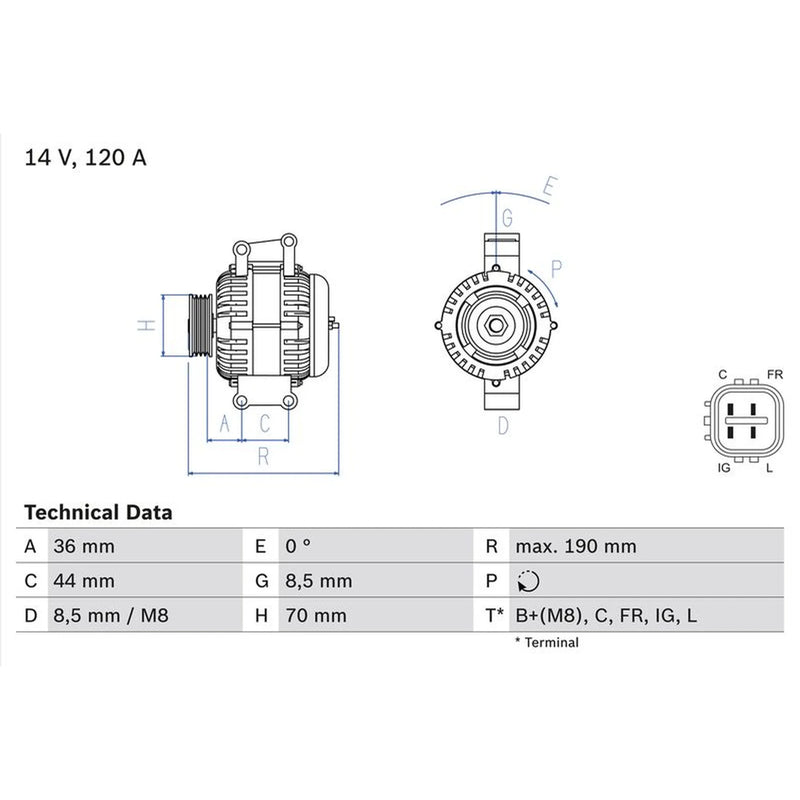 Bosch Car Alternator 12V 0 986 082 050