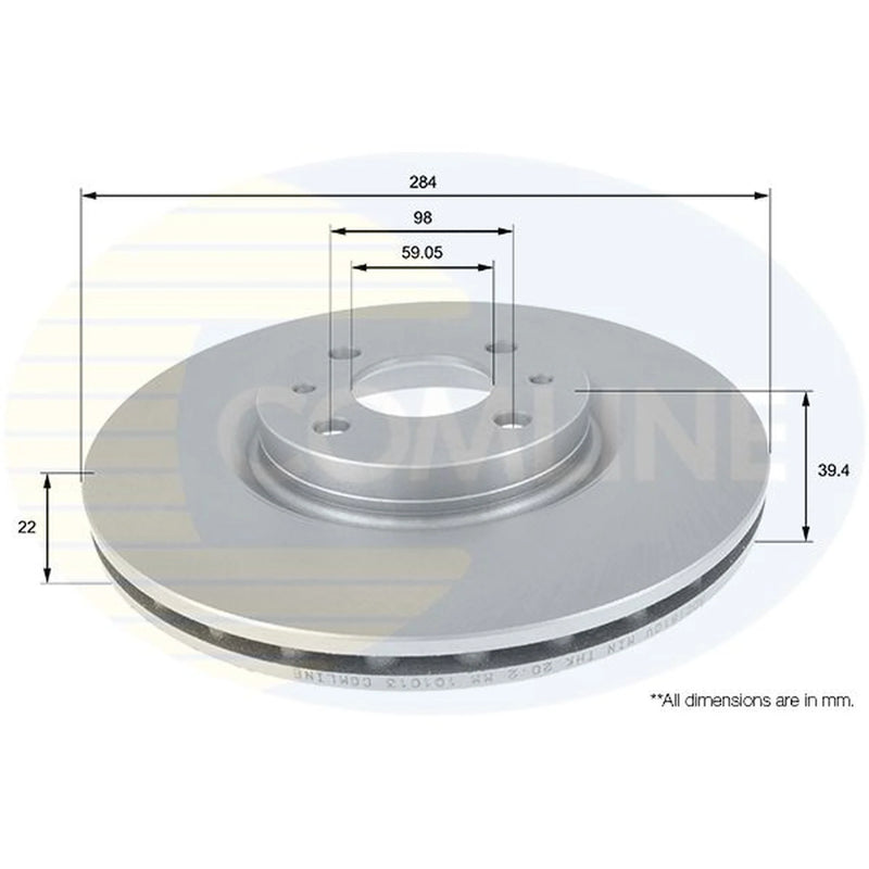 Comline 2 x Front Brake Discs ADC1810V