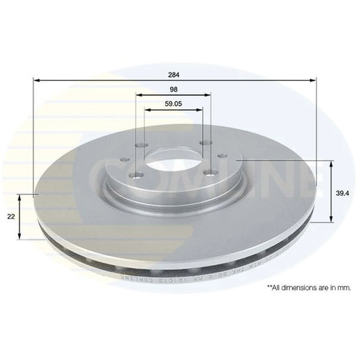 Comline 2 x Front Brake Discs ADC1810V