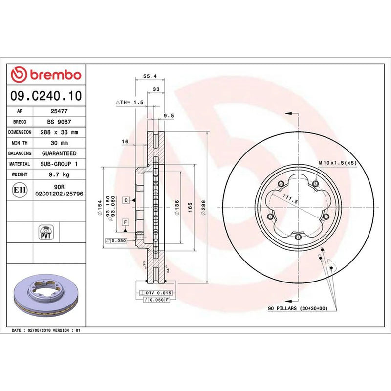 Brembo 2 x Front Brake Discs 09.C240.10