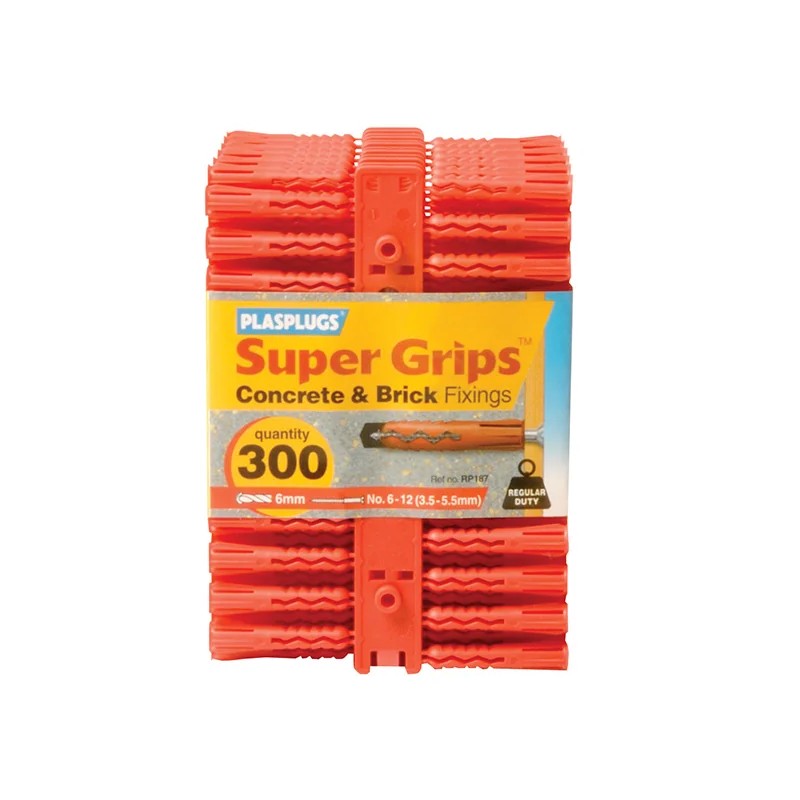 Plasplugs RP 187 Solid Wall Super Grips™ Fixings Red (300) - RP187CC