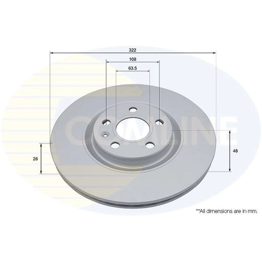 Comline 2 x Internally Vented Front Brake Discs ADC2915V