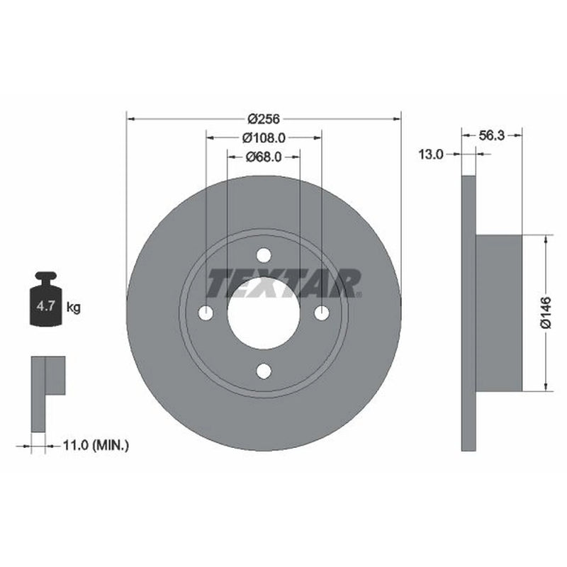 Textar 2 x Solid Front Brake Discs 92057800