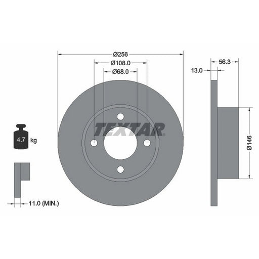 Textar 2 x Solid Front Brake Discs 92057800