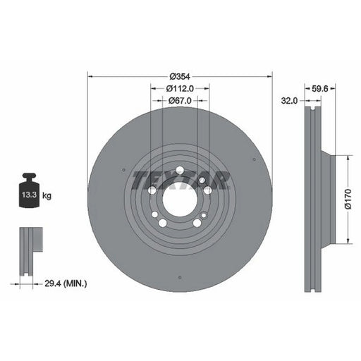 Textar 2 x Internally Vented Front Brake Discs 92306005